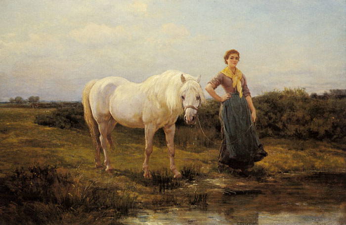 Oil Painting Reproduction of Hardy- Noonday taking a Horse to Water