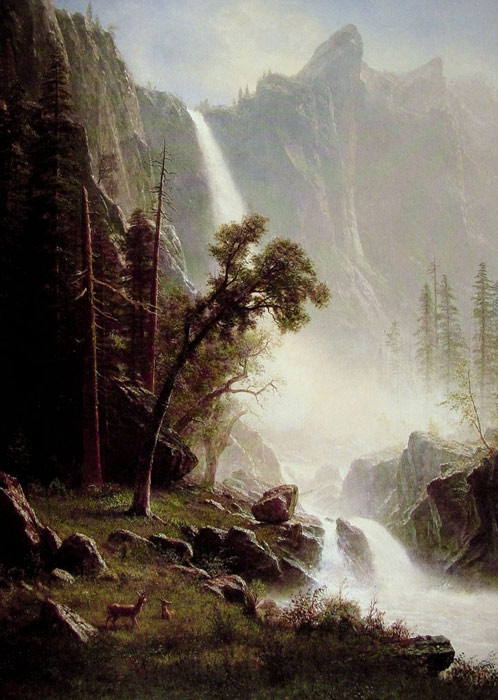 Oil Painting Reproduction of Bierstadt - Bridal Veil Falls, Yosemite