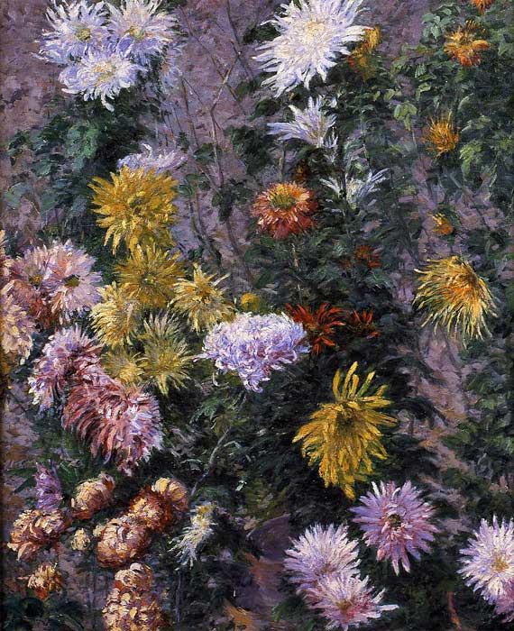 Oil Painting Reproduction of Caillebotte- White and Yellow Chrysanthemums