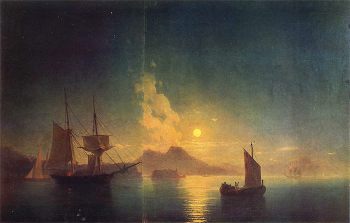Aivazovsky Oil Painting Reproductions - The Bay of Naples at Night