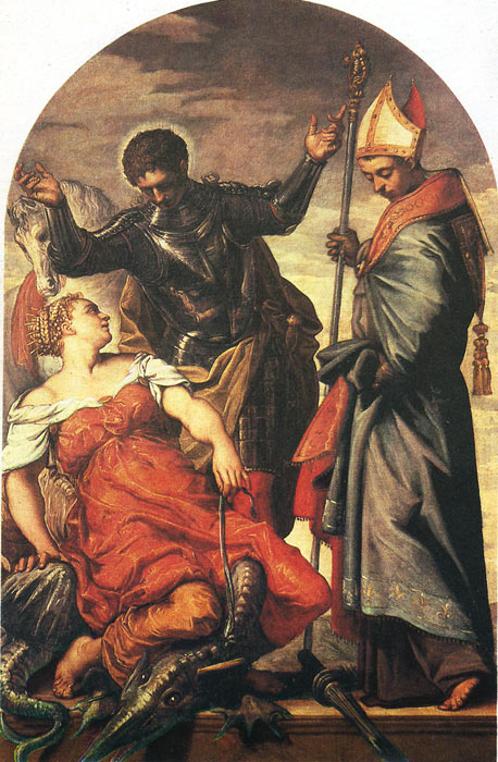 Oil Painting Reproduction of Tintoretto - La Principessa, San Georgio e San Luigi