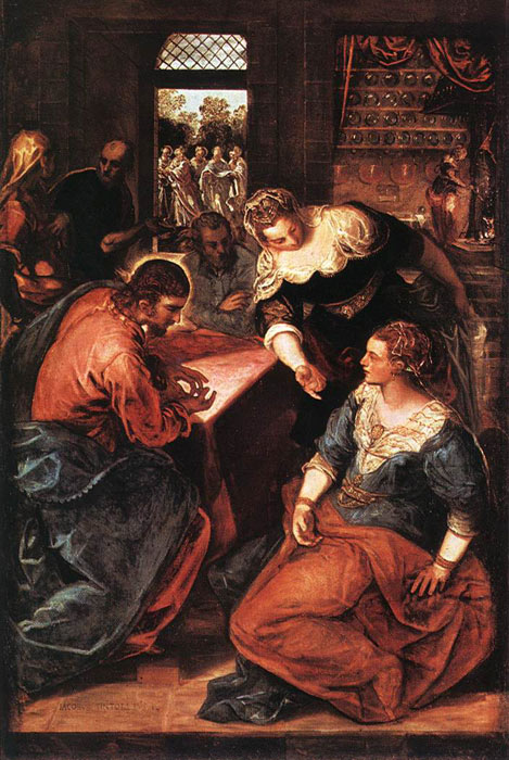 Oil Painting Reproduction of Tintoretto - Christ in the House of Martha and Mary