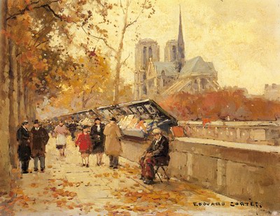 Booksellers Along The Seine With A View Of Notre Dame