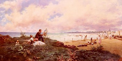 The Artist And His Family On The Beach At Biarritz