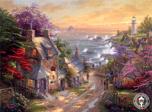 Beautiful seaside landscape oil painting