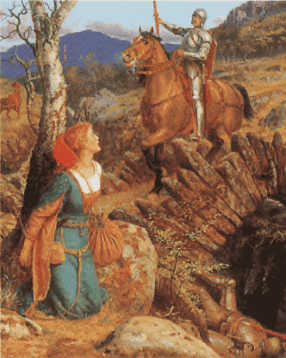 Gareth Helps Lyonors and Overthrows the Red Knight, Arthur Hughes