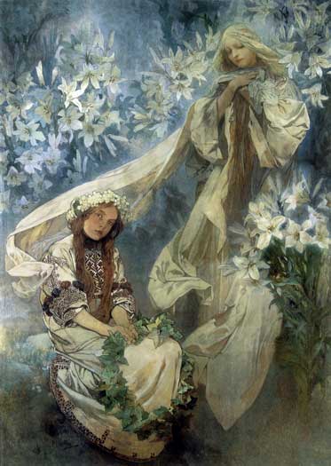 Madonna of the Lilys, Alphonse Mucha