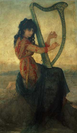 Muse Playing the Harp, Antoine Auguste Ernest Hebert