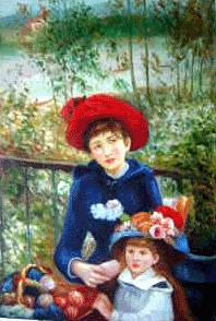 Two Sisters (on the Terrace) Oil Painting Reproduction renoir paintings - renoir art