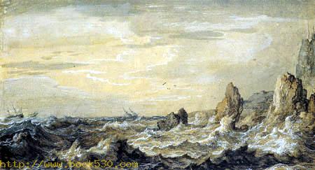 Rocky coast in the storm