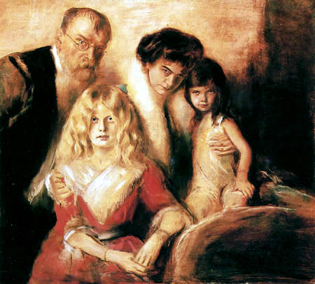 Selfportrait with wife and daughters