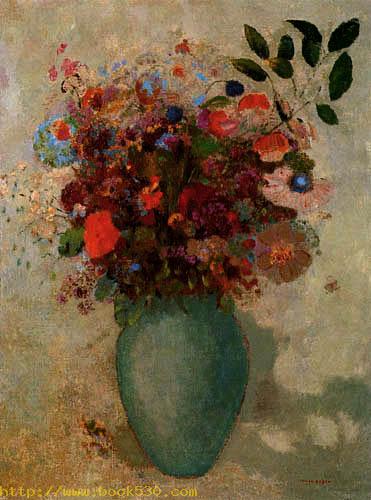 Flowers in a turquoise vase