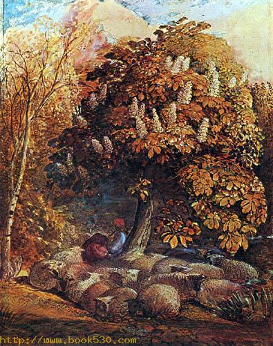 Shepherdess under a chestnut tree
