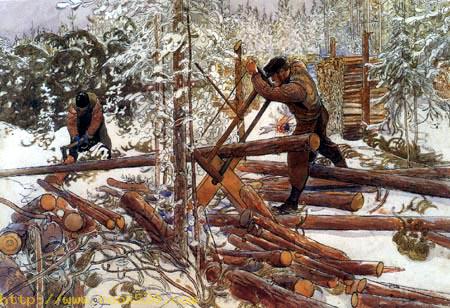 Lumberjacks in the forest