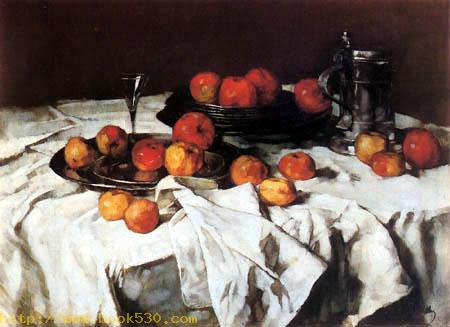 Still life with jug and apples