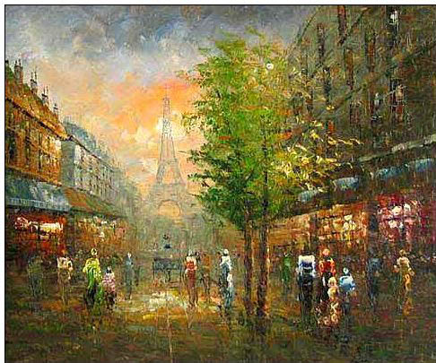 Cities oil painting