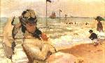 Camille on the Beach at Trouville Oil Painting