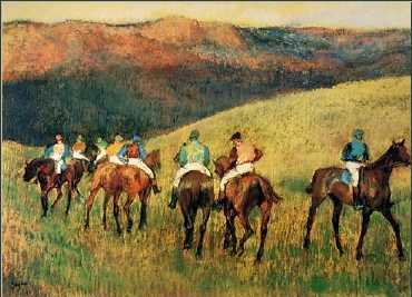 Racehorses in Landscape Oil Painting