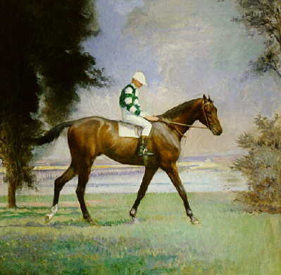 Thoroughbred and Jockey Oil Painting