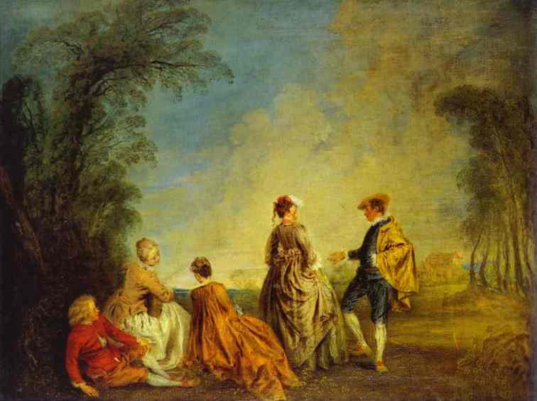 Oil painting:An Embarrassing Proposal. c. 1716