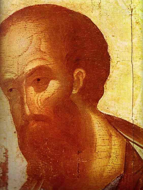 Oil painting:Apostle Paul. Detail. c. 1420