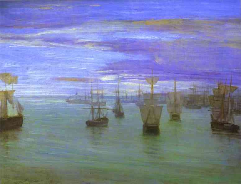 Oil painting:Crepuscule in Flesh Color and Green: Valparaiso. 1866