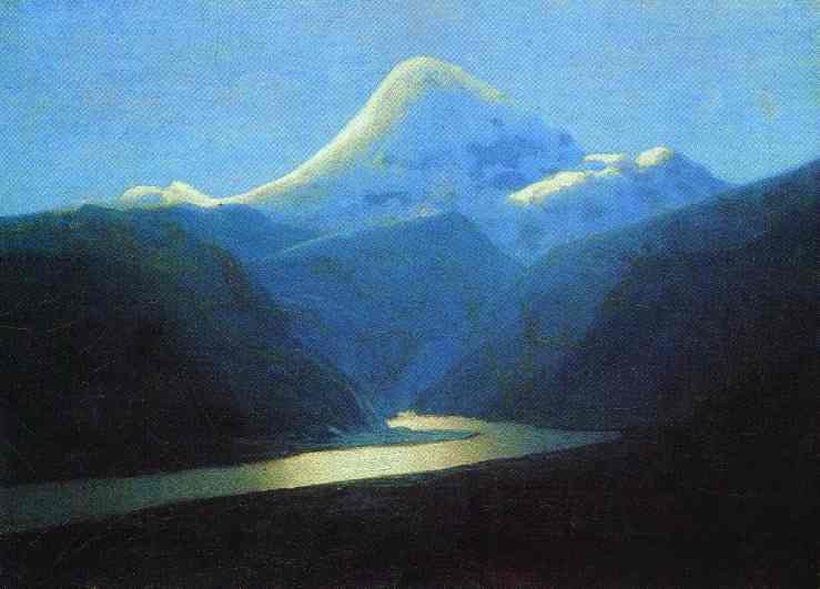 Oil painting:Elbrus in the Evening. 1898