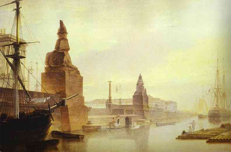 Oil painting:Neva Embankment near the Academy of Arts. 1835