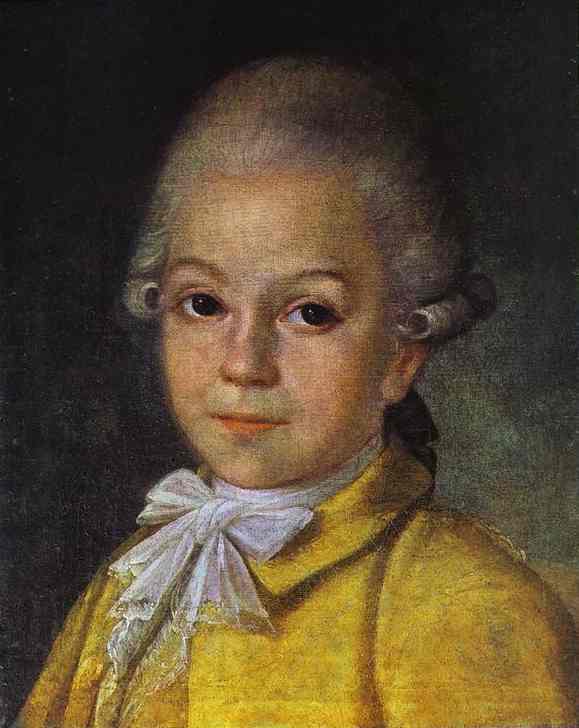 Oil painting:Portrait of Dmitry Cherevin at the Age of 6. 1774