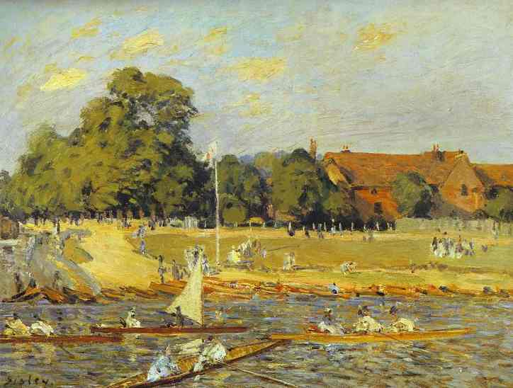 Oil painting:Regatta at Hampton Court. 1874