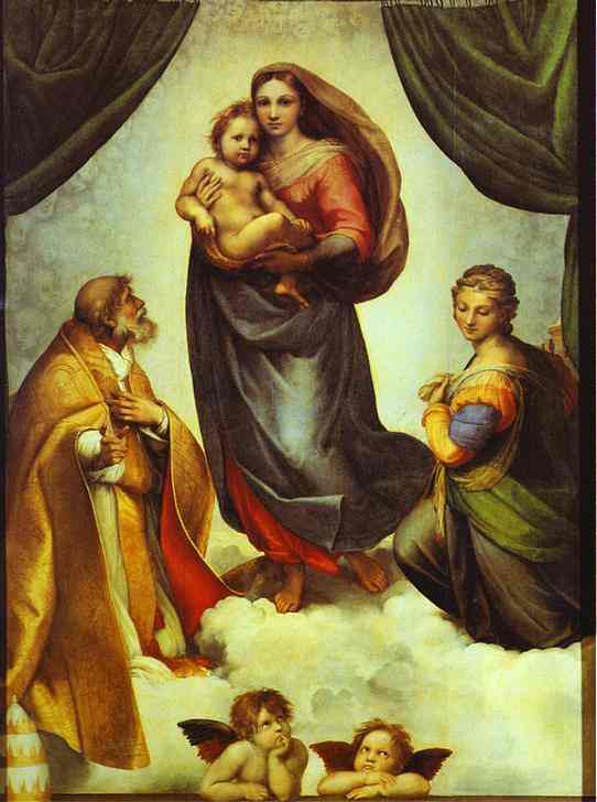 Oil painting:Sistine Madonna. c.1513