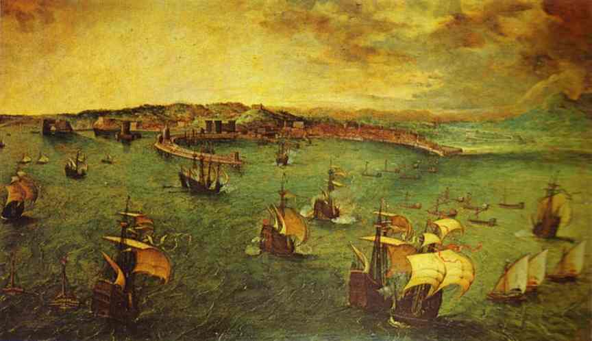 Oil painting:The Bay of Naples. 1556