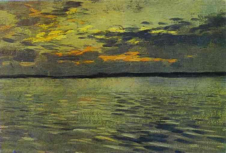 Oil painting:The Lake. Eventide. 1890