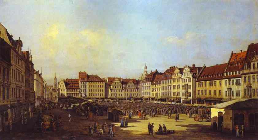 Oil painting:The Old Market Square in Dresden. 1747