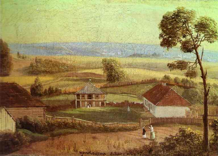 Oil painting:View in Estate Zhirovitse. 1847