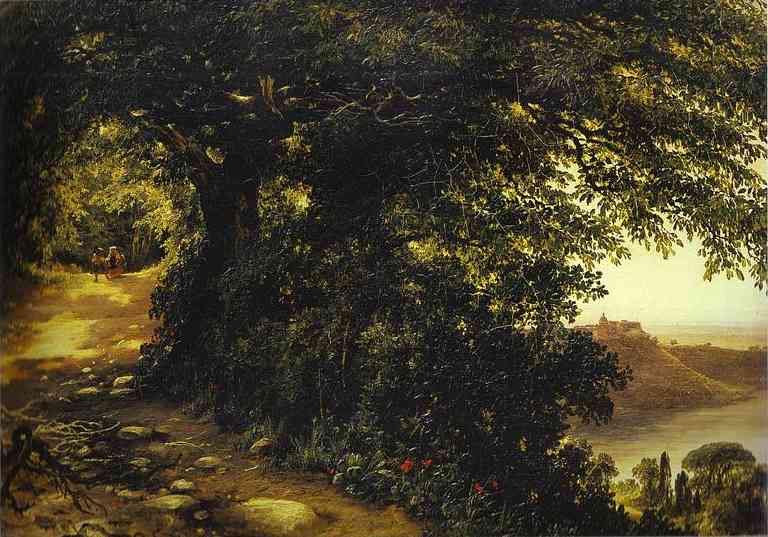 Oil painting:View of Castel-Gandolfo near Rome. 1836