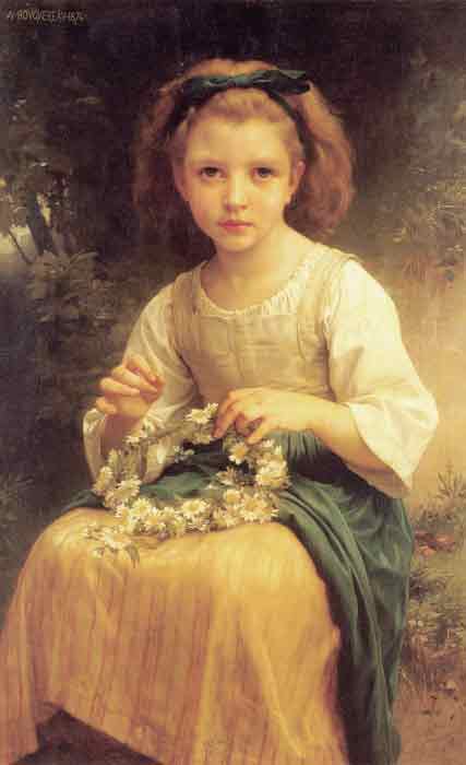 Oil painting for sale:Enfant tressant une couronne [Child braiding a crown], 1874