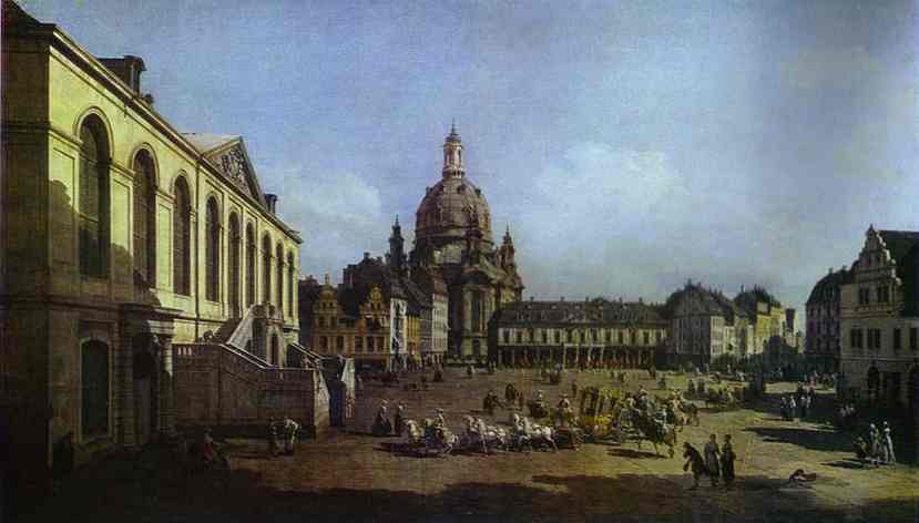 Oil painting:The New Market Square in Dresden, Seen from the Judenhof. 1749