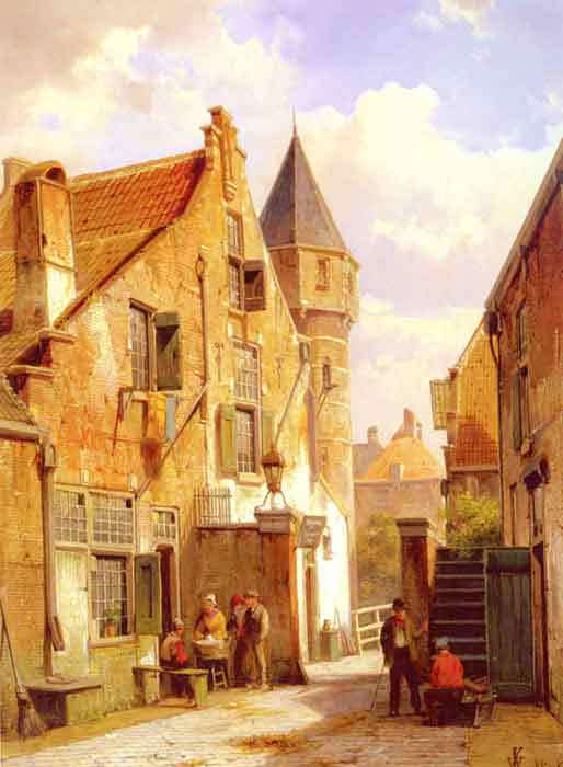 Oil painting for sale:A Street Scene in Leiden