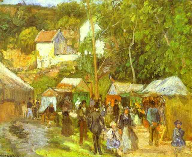 Oil painting:A Fair at the Hermitage near Pontoise. c. 1878