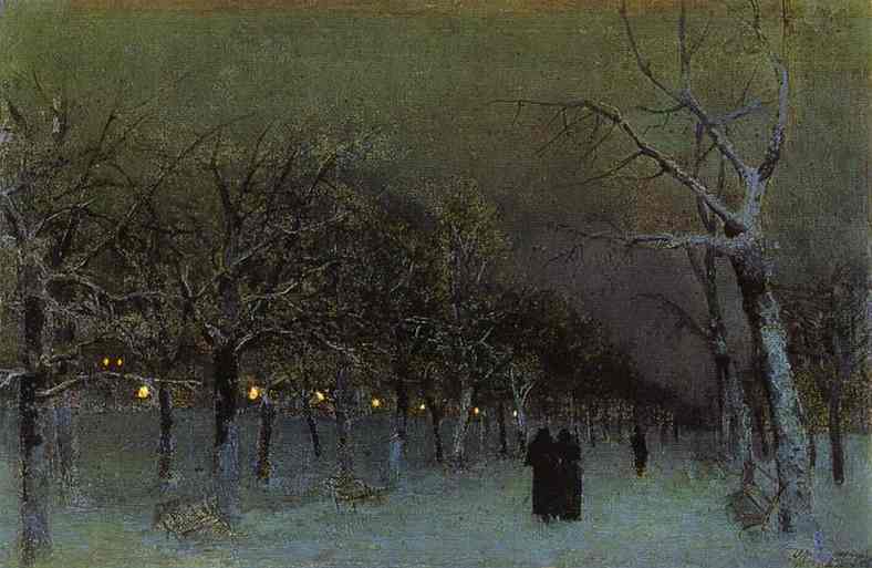 Oil painting:Boulevard in the Evening. 1883