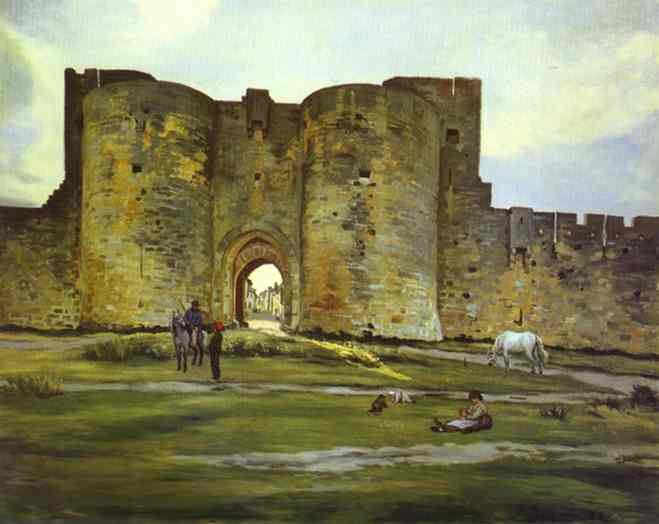 Oil painting:Port of the Queen at Aigues-Mortes. 1867