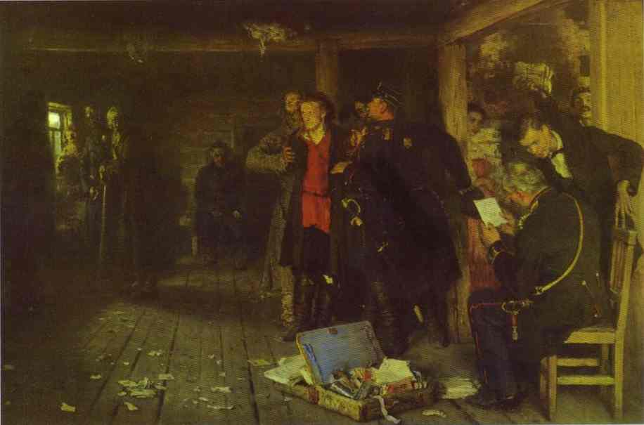 Oil painting:Putting a Propagandist Under Arrest. 1880