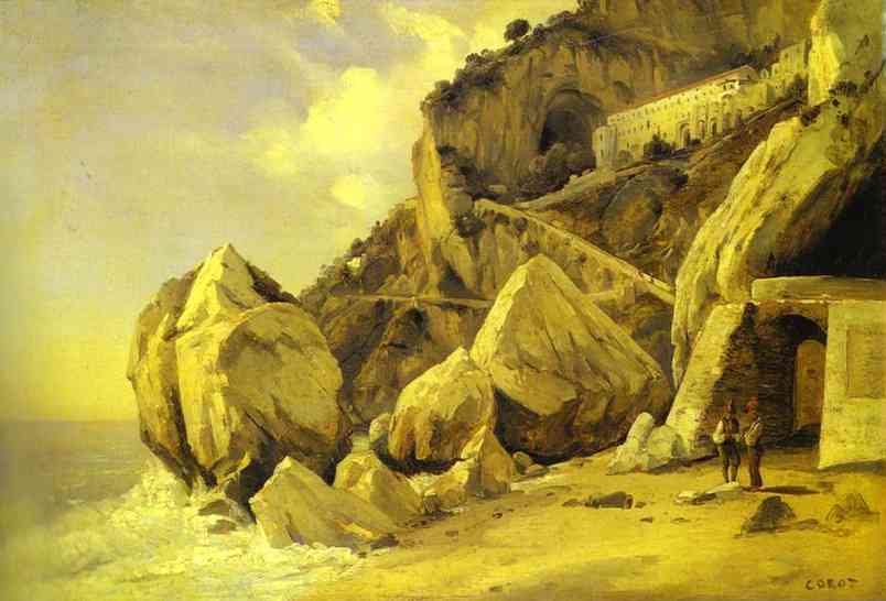 Oil painting:Rocks in Amalfi. 1828