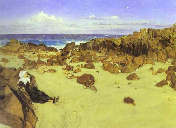 Oil painting:The Coast of Brittany. 1861