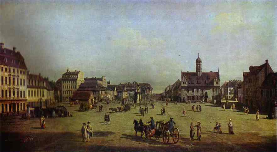 Oil painting:The New Market Square in Dresden. 1750