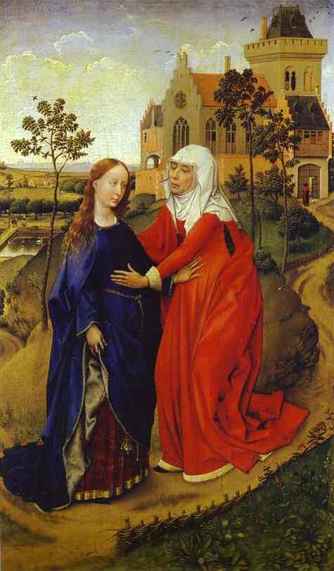 Oil painting:Visitation of Mary. c.1440