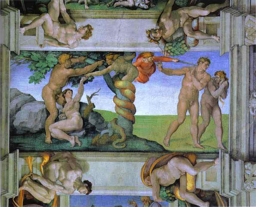 The Fall of Man and the Expulsion from the Garden of Eden. 1508-1512