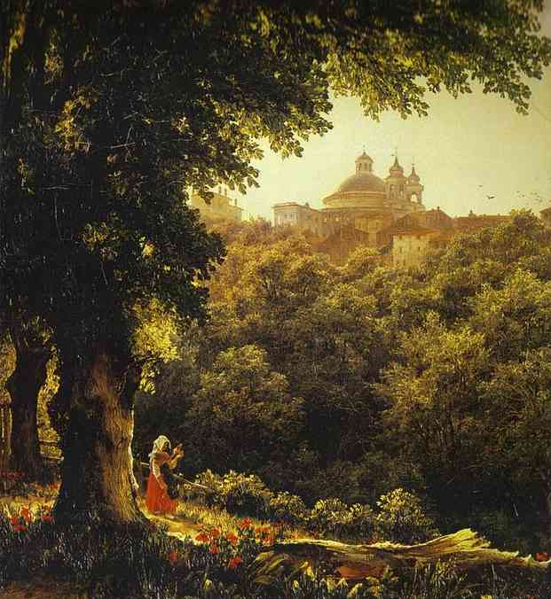 Oil painting:Ariccia near Rome. 1836