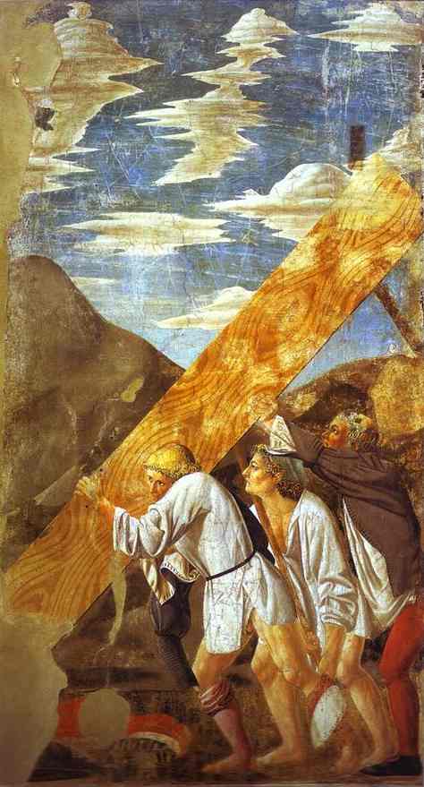 Oil painting:Giovanni da Piamonte and Piero della Francesca. Legend of the True Cross: Burial of the